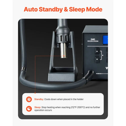 AM862D - 1000W Hot Air Rework Station with Digital Display and Safety Features