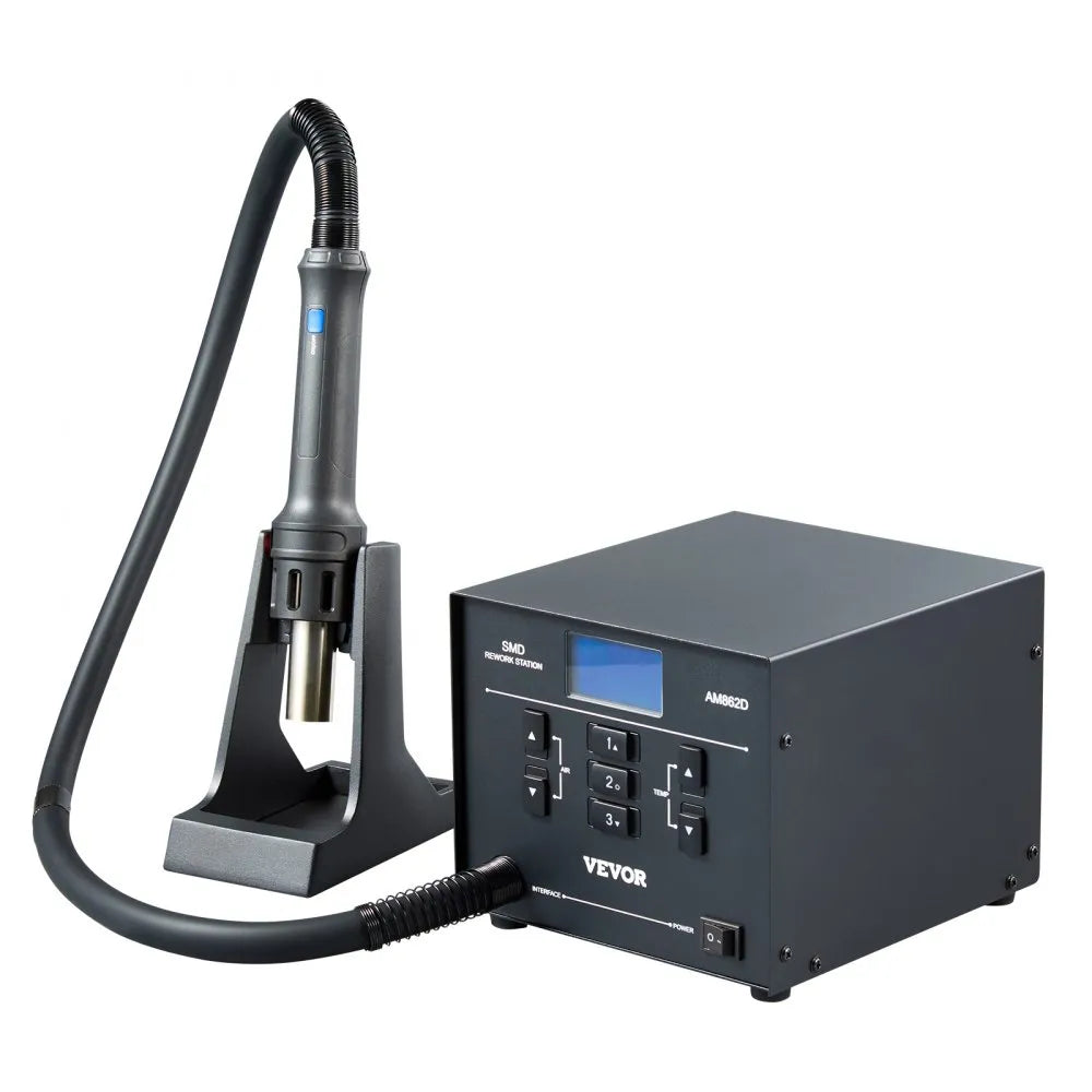 AM862D - 1000W Hot Air Rework Station with Digital Display and Safety Features