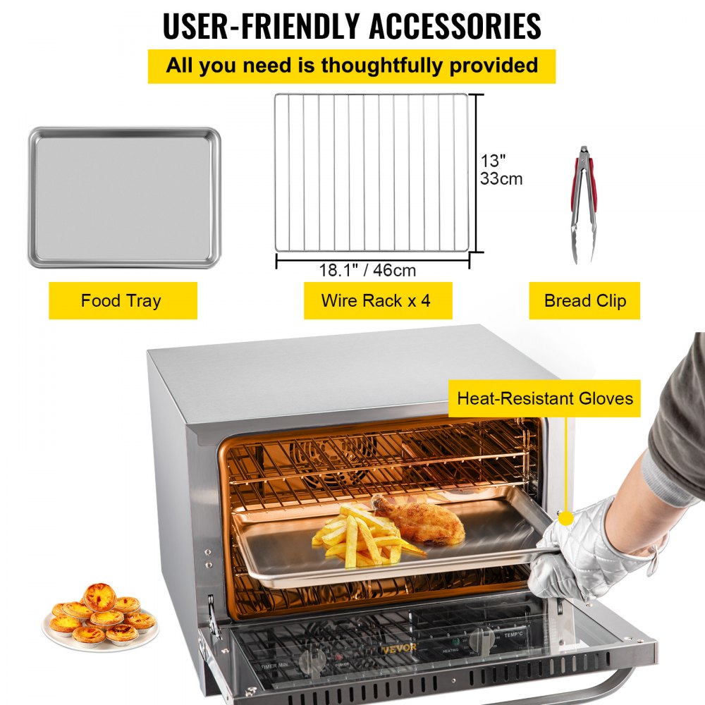 FD-66 - 66L Half-Size Electric Convection Oven with 4 Trays & Glass Door