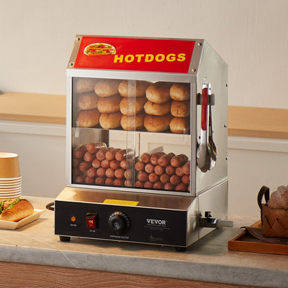 NB-RGG-001 - 28.5QT Stainless Steel Hot Dog Steamer with Adjustable Shelves