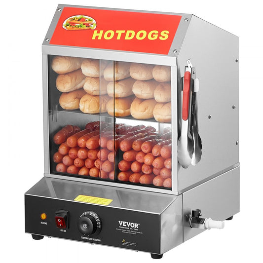NB-RGG-001 - 28.5QT Stainless Steel Hot Dog Steamer with Adjustable Shelves