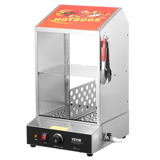 NB-RGG-001X - 39QT VEVOR Hot Dog Steamer with Stainless Steel and Glass Design