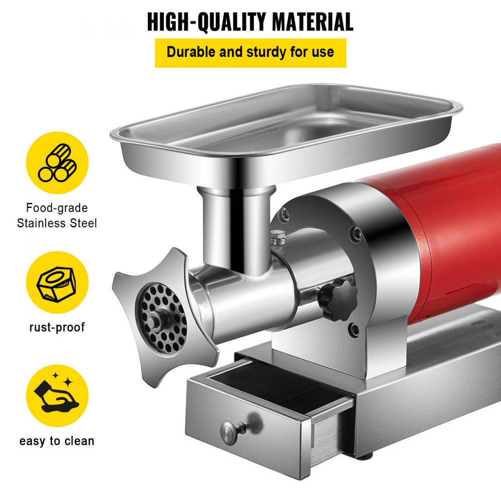 5G-22A - 1100W Stainless Steel Electric Meat Grinder with Dual Plates