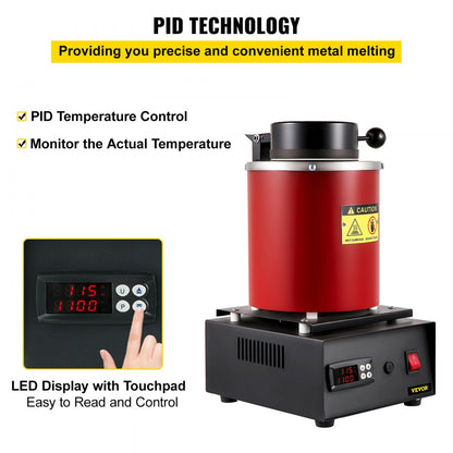 GF1100ND3 - Professional 3KG Melting Furnace with PID & Safety Features