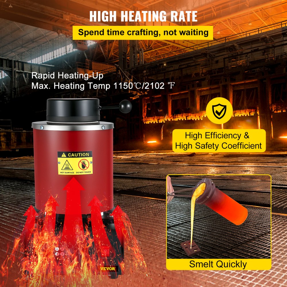 GF1100ND3 - Professional 3KG Melting Furnace with PID & Safety Features