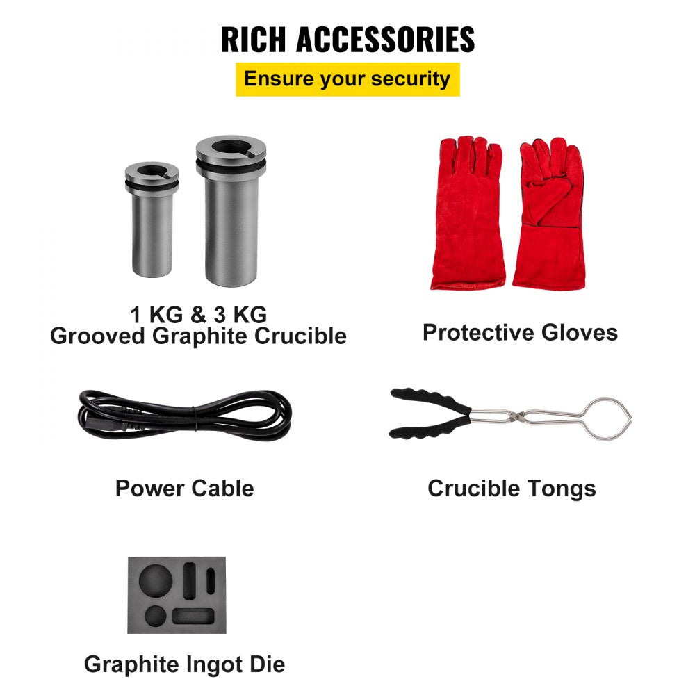 GF1100ND3 - 3KG Professional Electric Melting Furnace with Quartz Lid