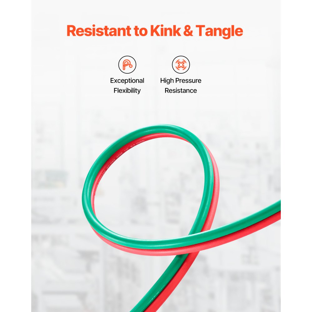 RTW1450A - Durable 50FT Oxygen Acetylene Hose, 1/4-inch, 300 PSI Rated