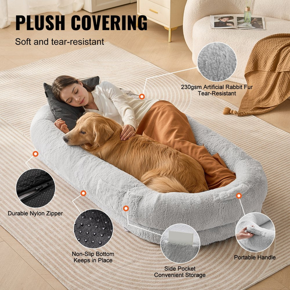 HS-004 - 67.7x35in Cozy Faux Fur Human Dog Bed