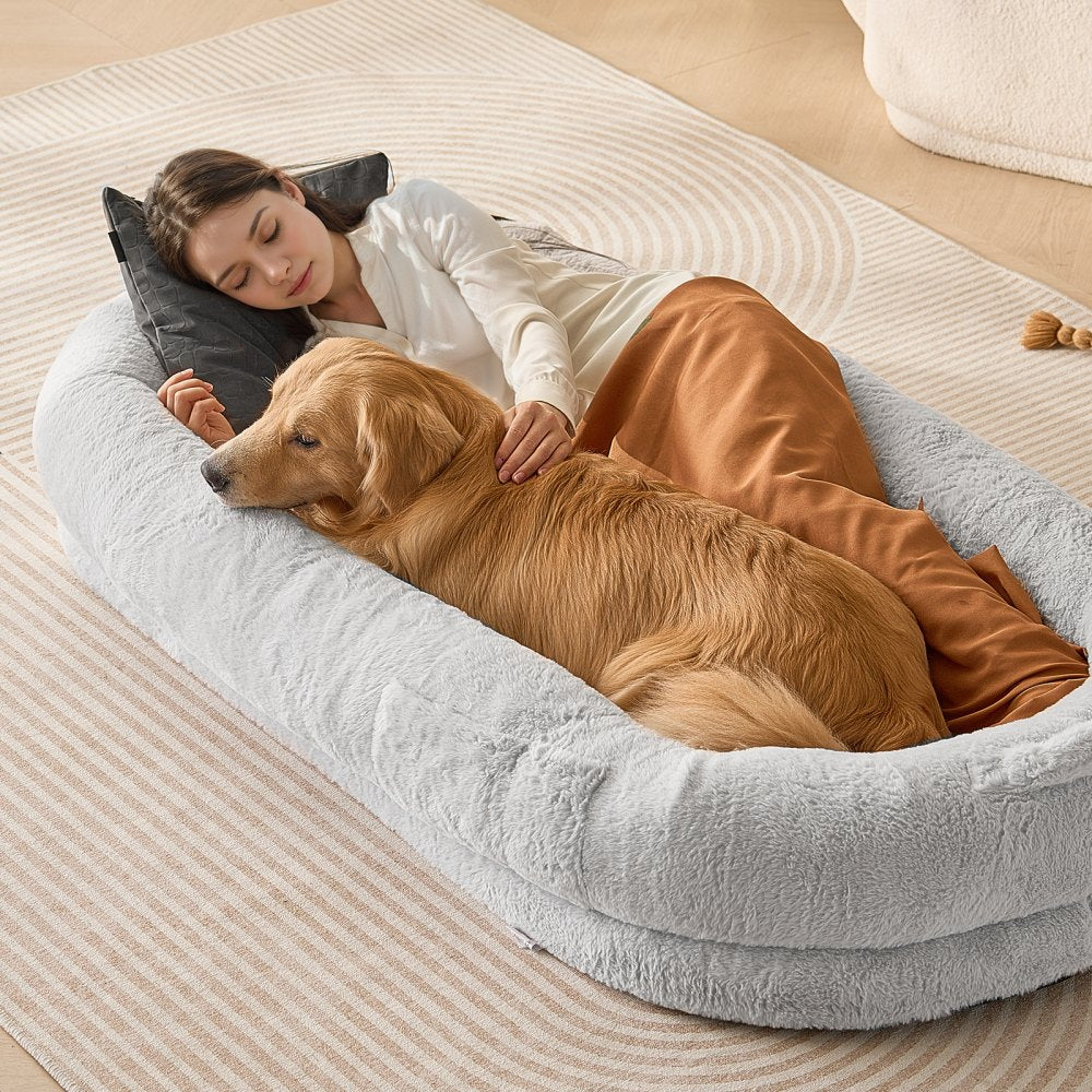 HS-004 - 67.7x35in Cozy Faux Fur Human Dog Bed