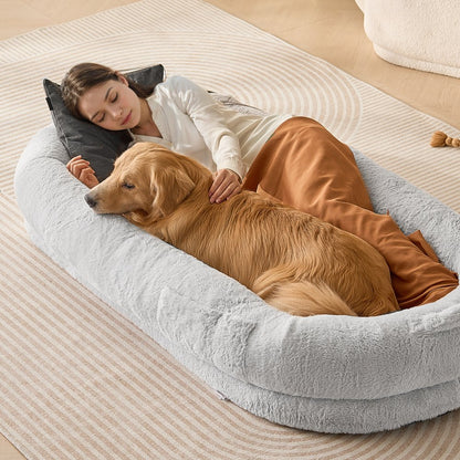 HS-004 - 67.7x35in Cozy Faux Fur Human Dog Bed