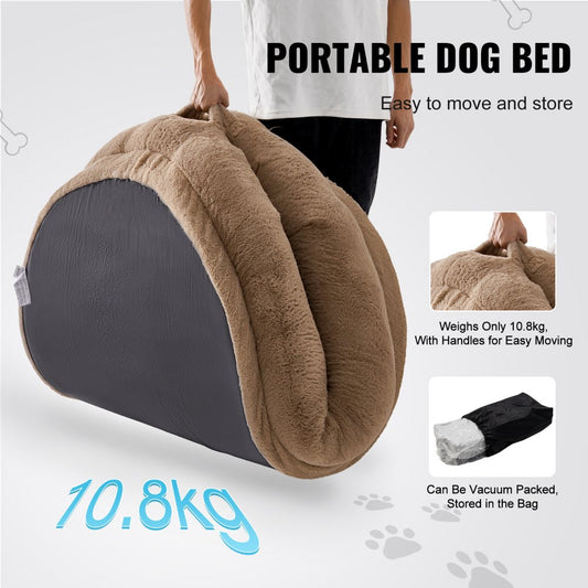 HS-003 - Cozy Human Dog Bed with Washable Faux Fur & Foam Support