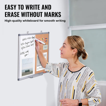 A015-1824CW - 24"x18" VEVOR Whiteboard & Cork Board Combo for Organization