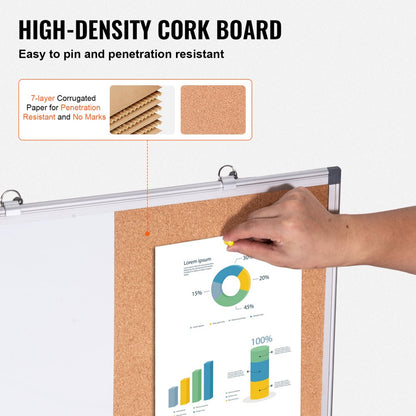 A015-1824CW - 24"x18" VEVOR Whiteboard & Cork Board Combo for Organization