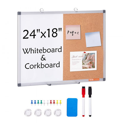 A015-1824CW - 24"x18" VEVOR Whiteboard & Cork Board Combo for Organization