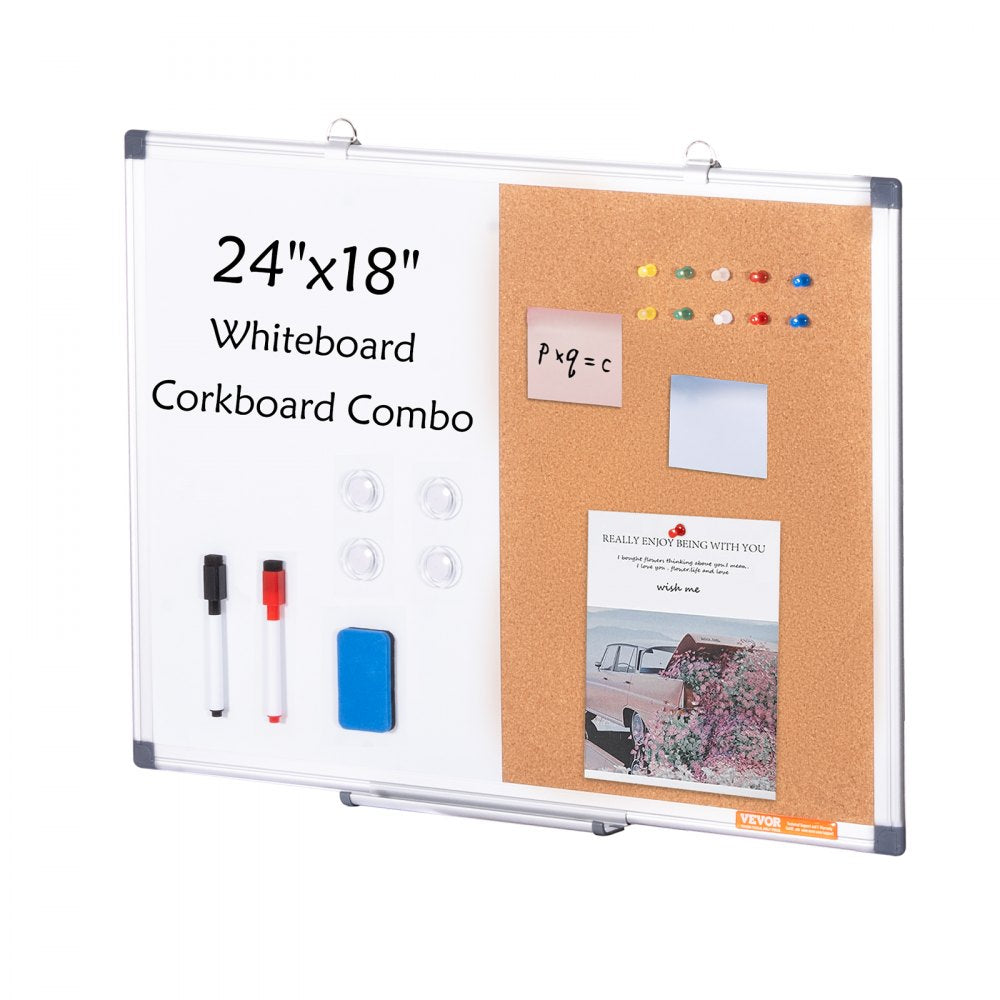 A015-1824CW - 24"x18" VEVOR Whiteboard & Cork Board Combo for Organization