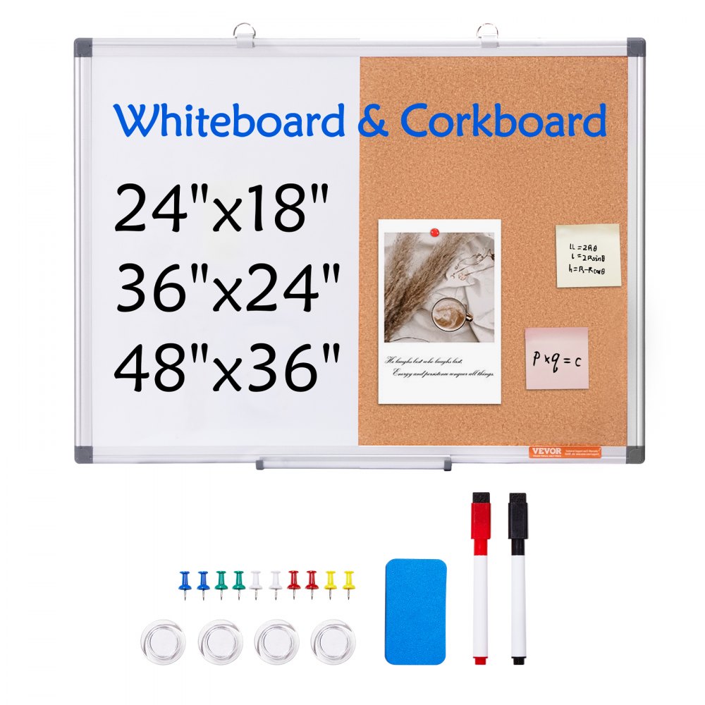 A015-1824CW - 24"x18" VEVOR Whiteboard & Cork Board Combo for Organization