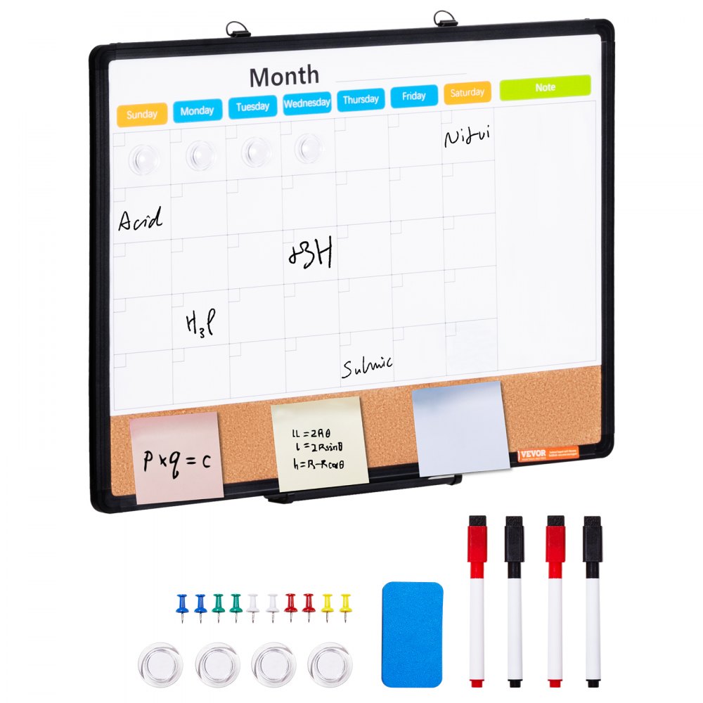 A210-1824CPW - 24" x 18" Multi-Function Cork Board with Calendar and Whiteboard