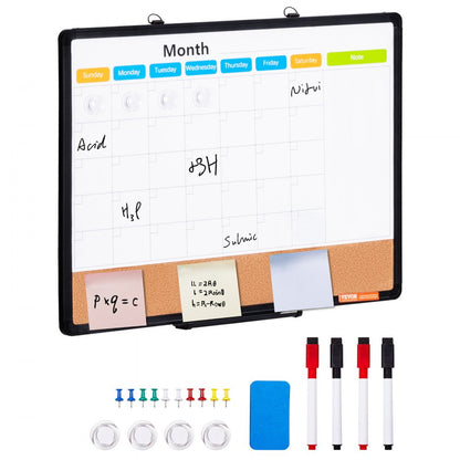 A210-1824CPW - 24" x 18" Multi-Function Cork Board with Calendar and Whiteboard