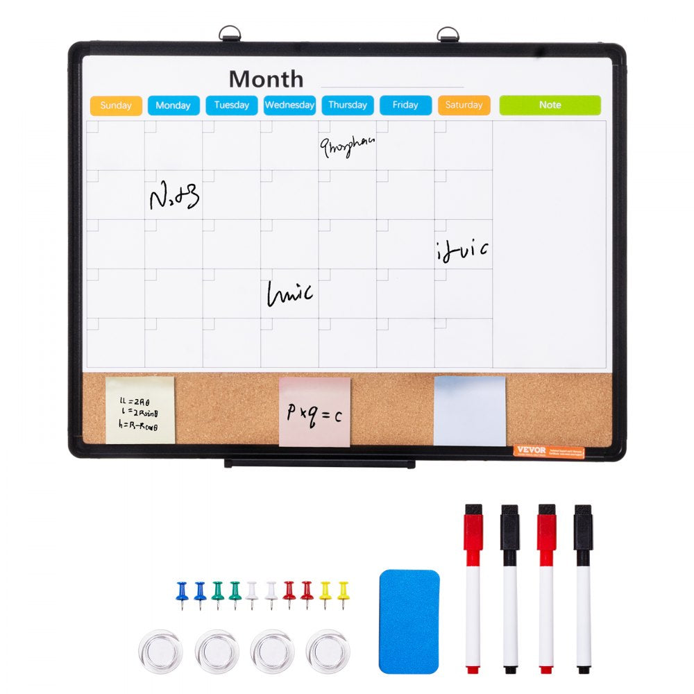 A210-1824CPW - 24" x 18" Multi-Function Cork Board with Calendar and Whiteboard