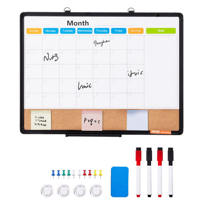 A210-1824CPW - 24" x 18" Multi-Function Cork Board with Calendar and Whiteboard