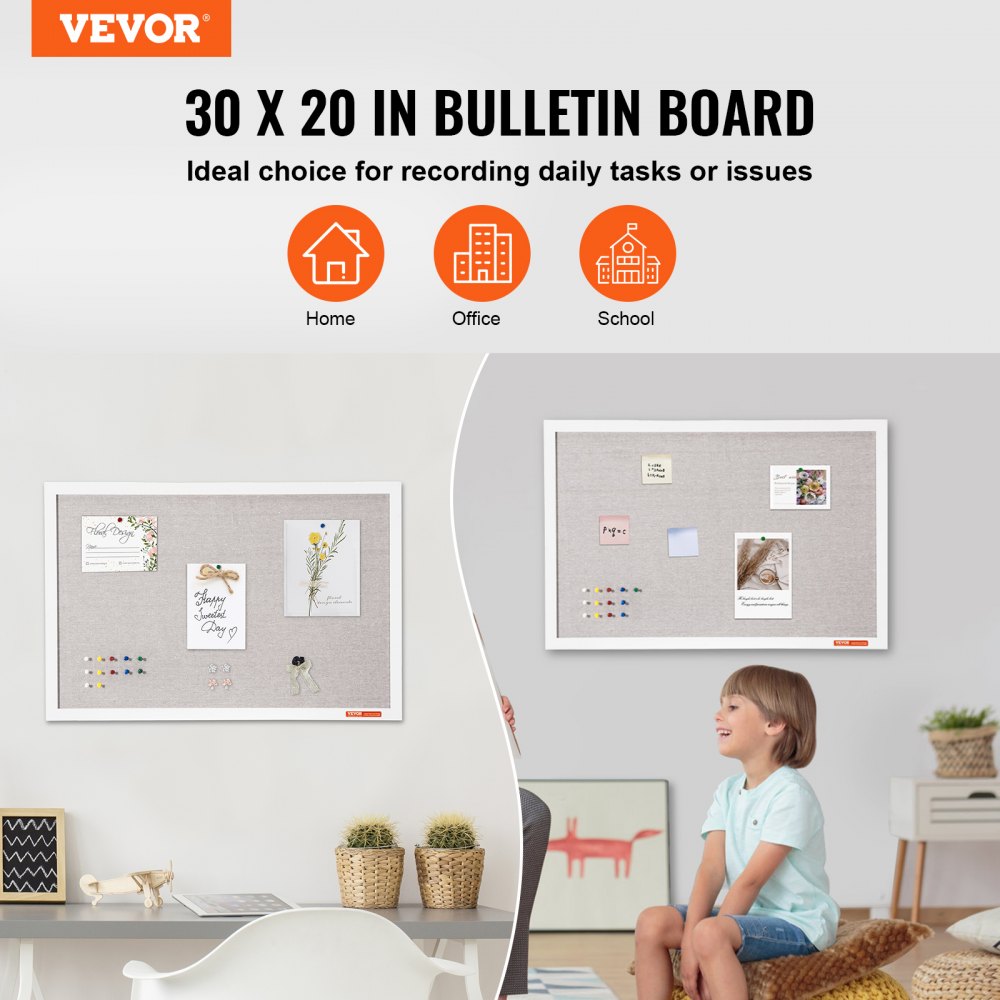 MPL-2030 - 30"x20" Linen-Covered Bulletin Board with Installation Kit