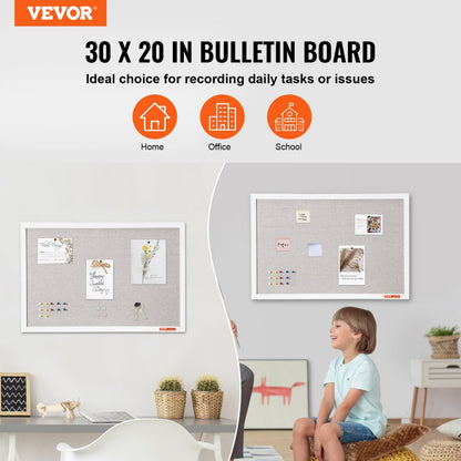 MPL-2030 - 30"x20" Linen-Covered Bulletin Board with Installation Kit