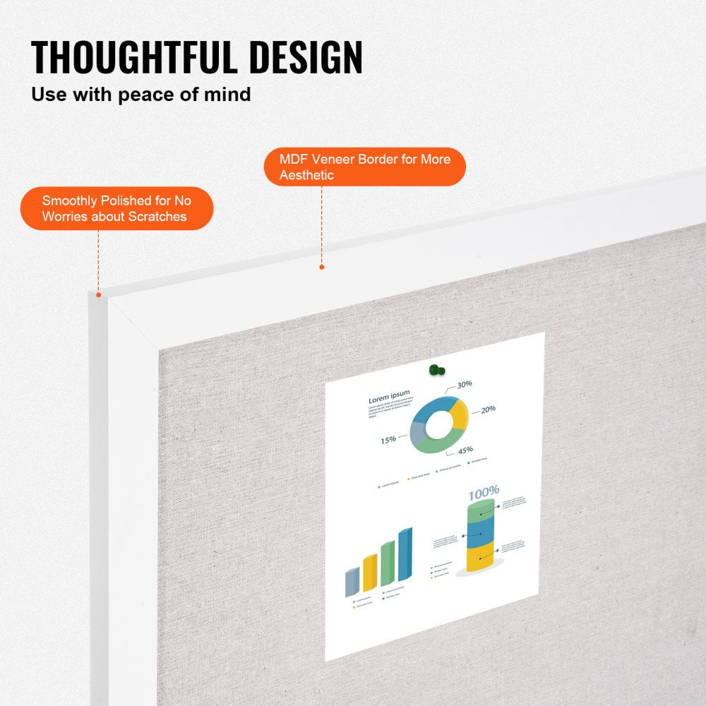 MPL-2030 - 30"x20" Linen-Covered Bulletin Board with Installation Kit