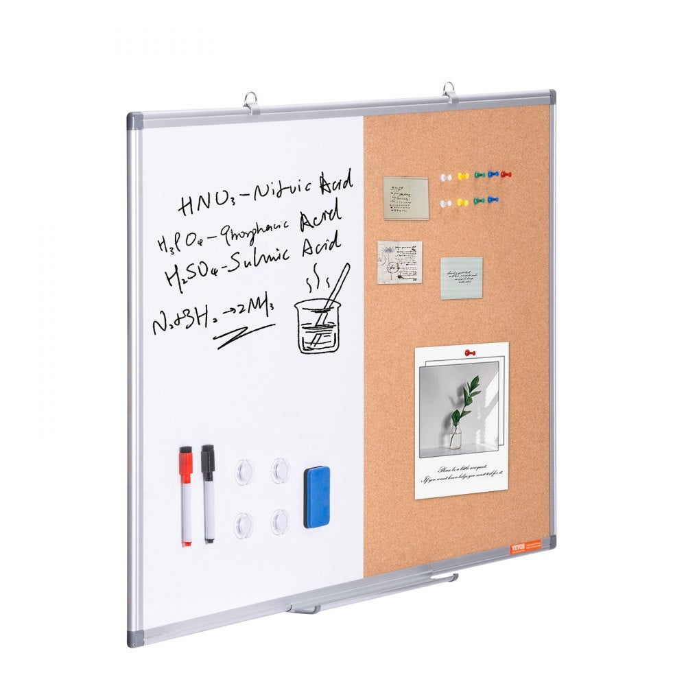 A015-2436CW - 36"x24" Whiteboard-Cork Board Combo with Marker Tray