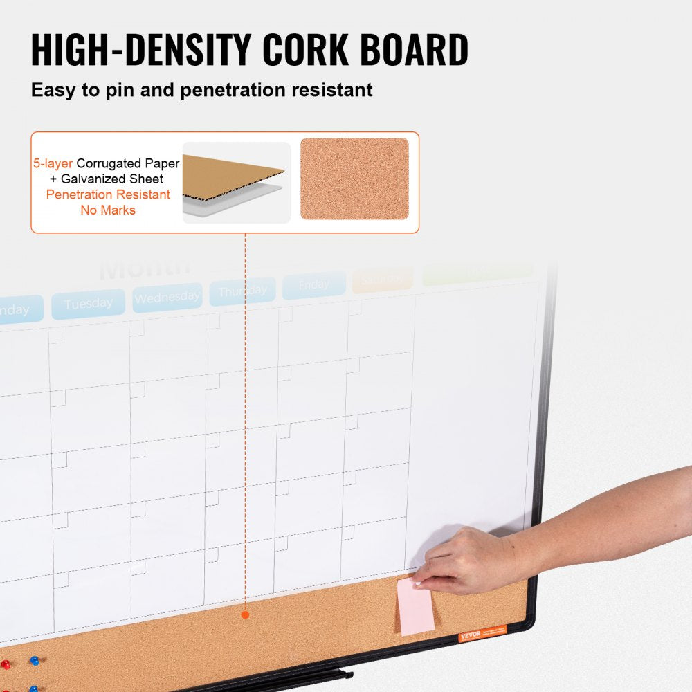 A210-2436CPW - 36"x24" VEVOR Calendar & Cork Board Combo with Tray