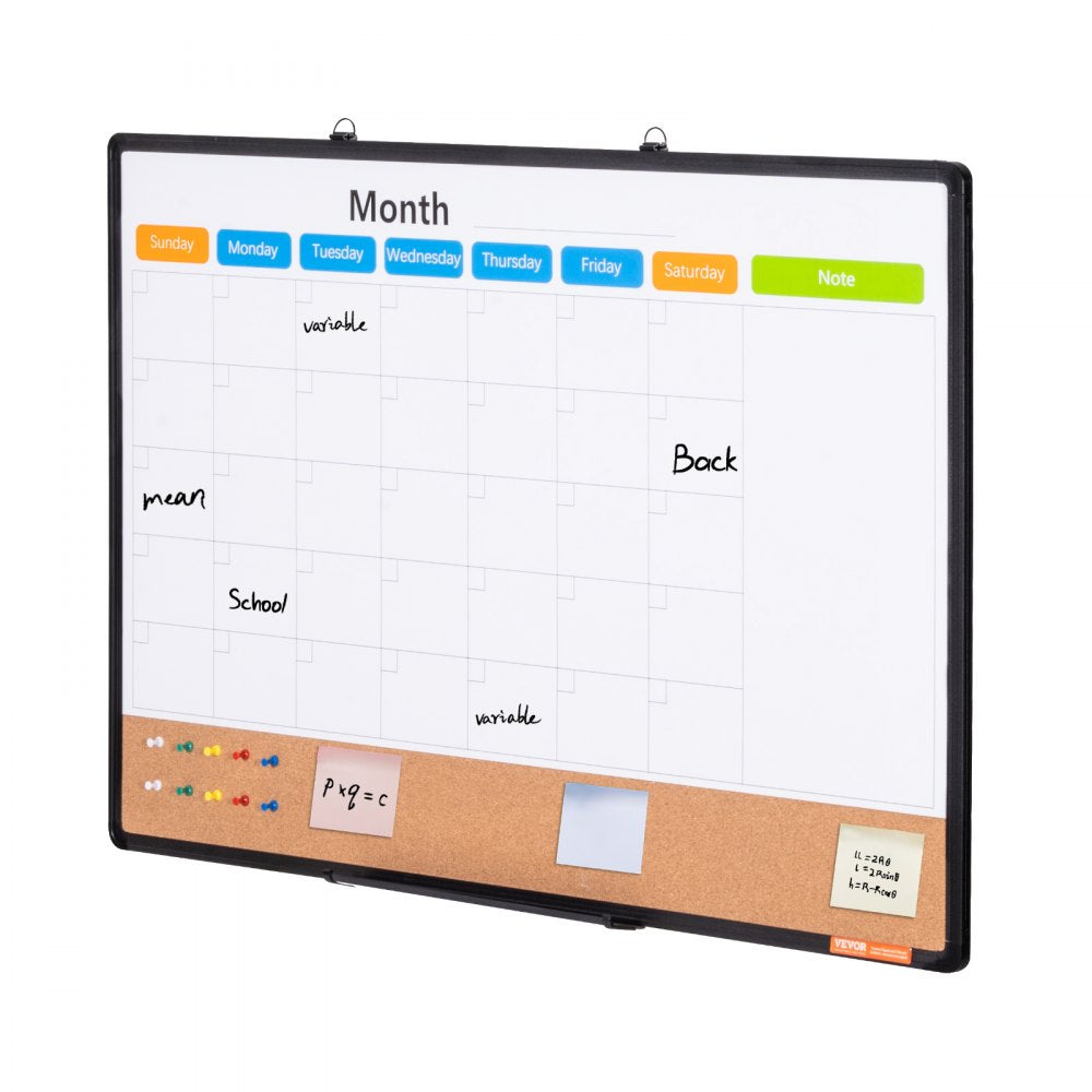 A210-2436CPW - 36"x24" VEVOR Calendar & Cork Board Combo with Tray