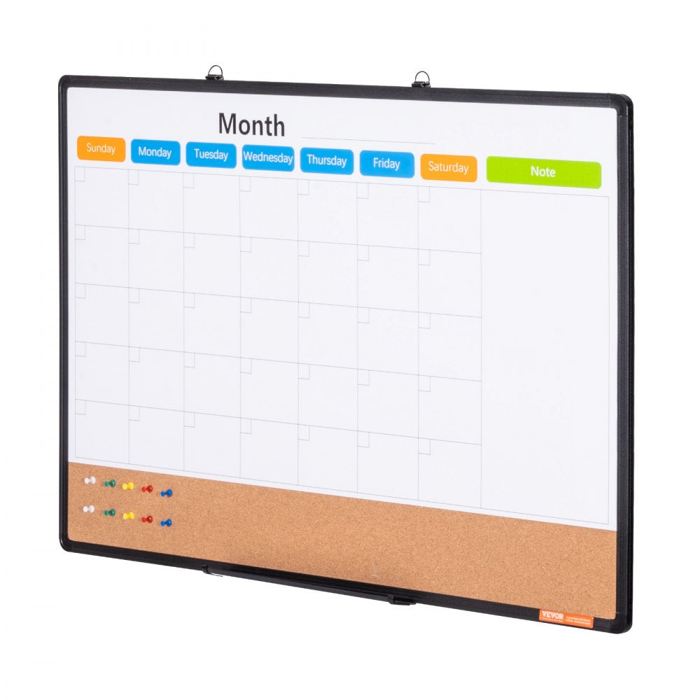 A210-2436CPW - 36"x24" VEVOR Calendar & Cork Board Combo with Tray