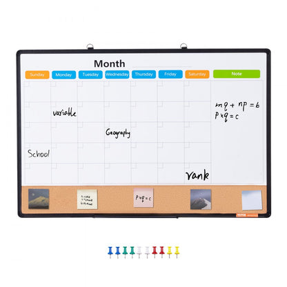 A210-2436CPW - 36"x24" VEVOR Calendar & Cork Board Combo with Tray