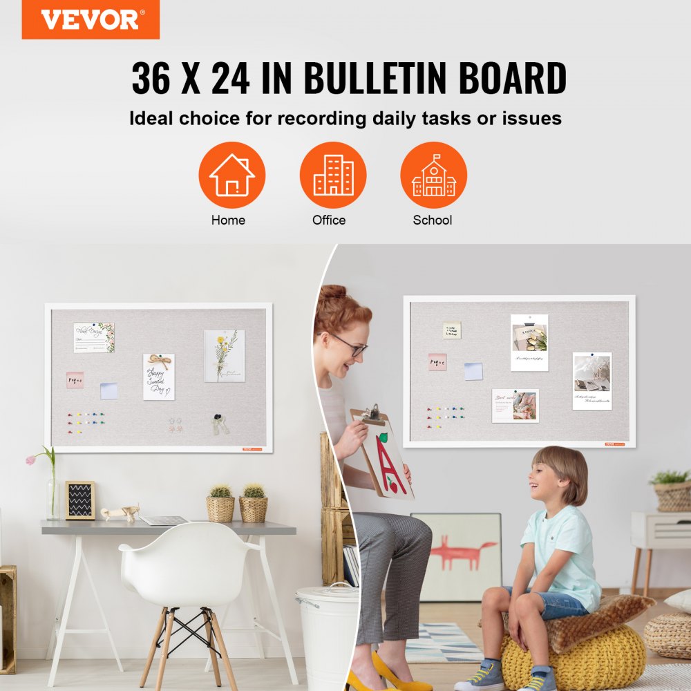 CCB-2436 - 36"x24" White Cork Board with Durable Fiberboard Core