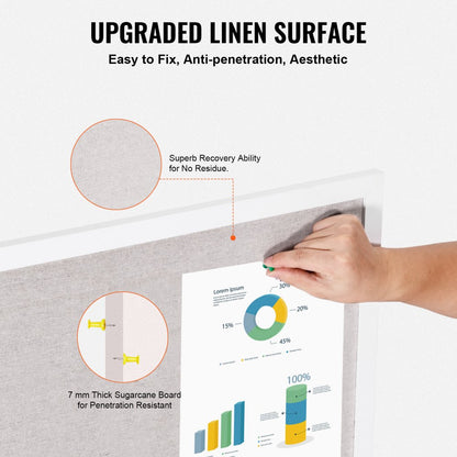 CCB-2436 - 36"x24" White Cork Board with Durable Fiberboard Core