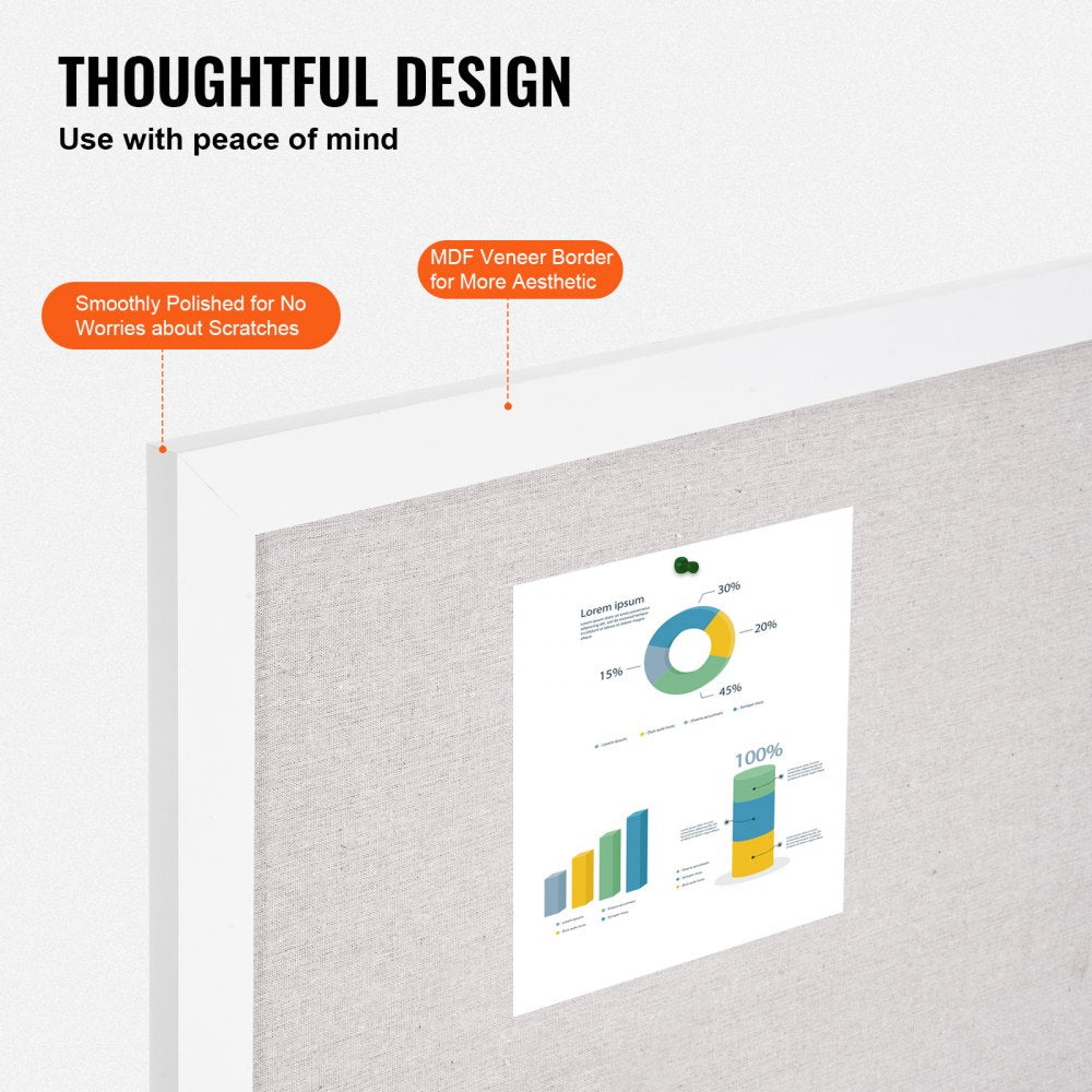 CCB-2436 - 36"x24" White Cork Board with Durable Fiberboard Core