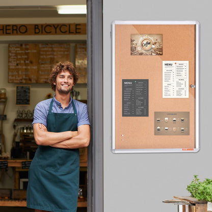 CCB-2436 - 36"x24" Lockable Aluminum Framed Cork Board