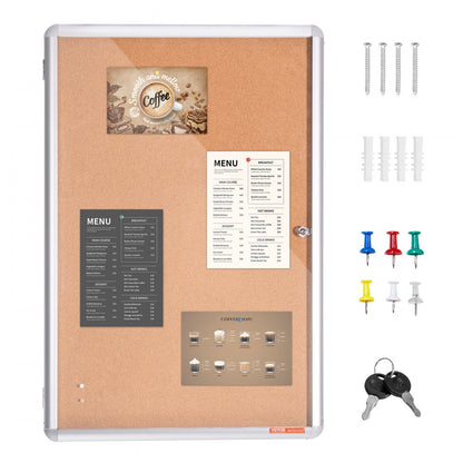 CCB-2436 - 36"x24" Lockable Aluminum Framed Cork Board
