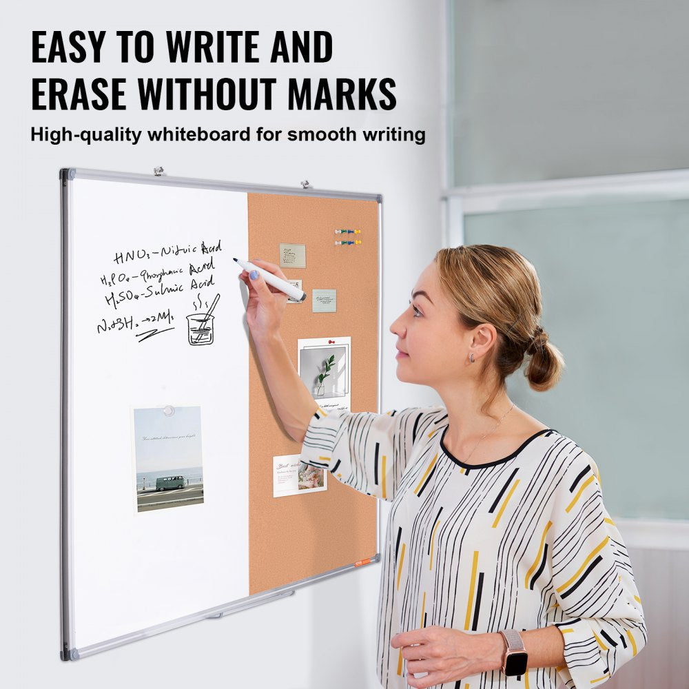 A01-4836CW - 48x36" Whiteboard Cork Combo with Marker Tray