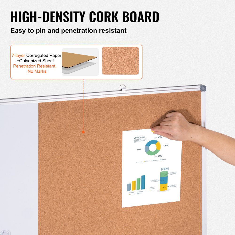 A01-4836CW - 48x36" Whiteboard Cork Combo with Marker Tray