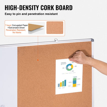 A01-4836CW - 48x36" Whiteboard Cork Combo with Marker Tray