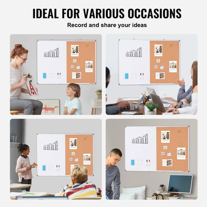 A01-4836CW - 48x36" Whiteboard Cork Combo with Marker Tray