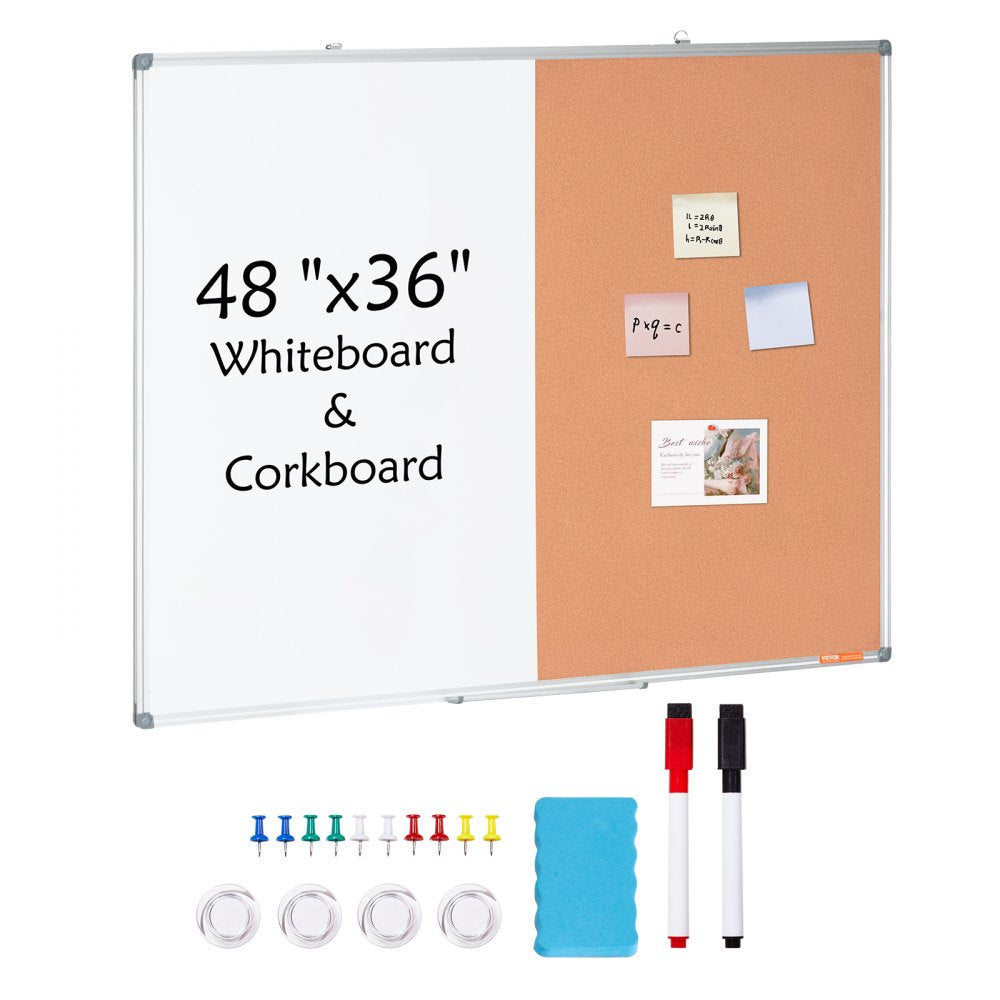 A01-4836CW - 48x36" Whiteboard Cork Combo with Marker Tray