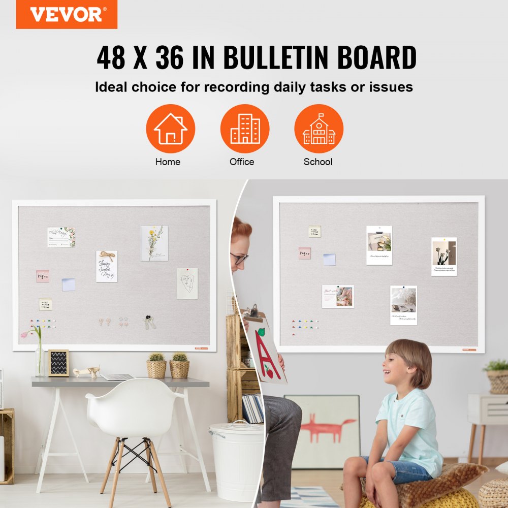 MPL-4836 - 48"x36" White Cork Board with Scratch-Resistant Corners