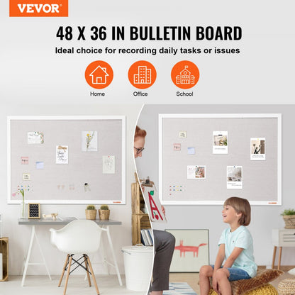 MPL-4836 - 48"x36" White Cork Board with Scratch-Resistant Corners