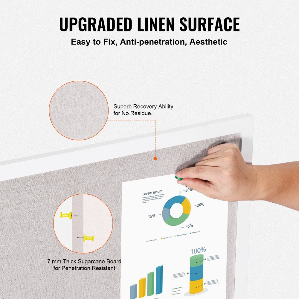 MPL-4836 - 48"x36" White Cork Board with Scratch-Resistant Corners