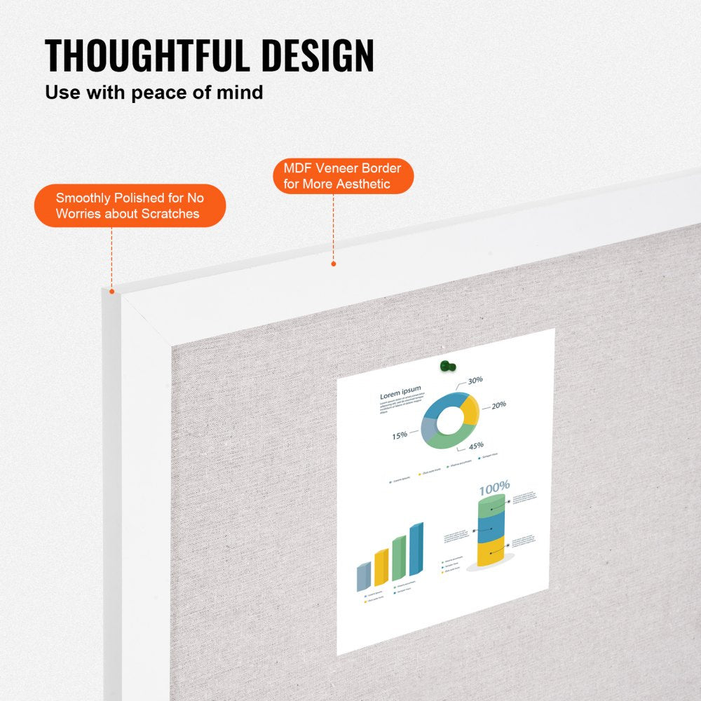 MPL-4836 - 48"x36" White Cork Board with Scratch-Resistant Corners