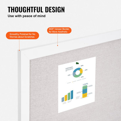 MPL-4836 - 48"x36" White Cork Board with Scratch-Resistant Corners