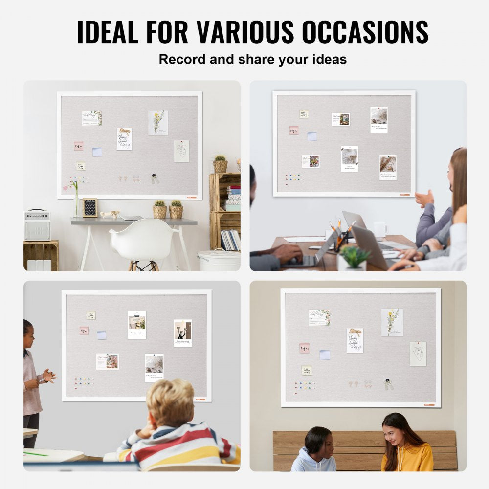 MPL-4836 - 48"x36" White Cork Board with Scratch-Resistant Corners