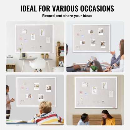 MPL-4836 - 48"x36" White Cork Board with Scratch-Resistant Corners