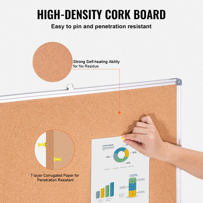 A01C-4836 - 48"x36" Durable Cork Board for Home & Office Use